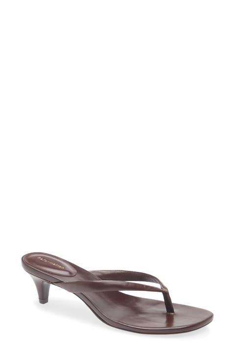 Amelia Leather Heeled Thong Sandal