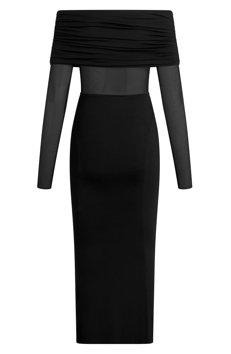 Favorite Daughter The New Era Ruched Off the Shoulder Long Sleeve Midi Dress, Alternate, color, 