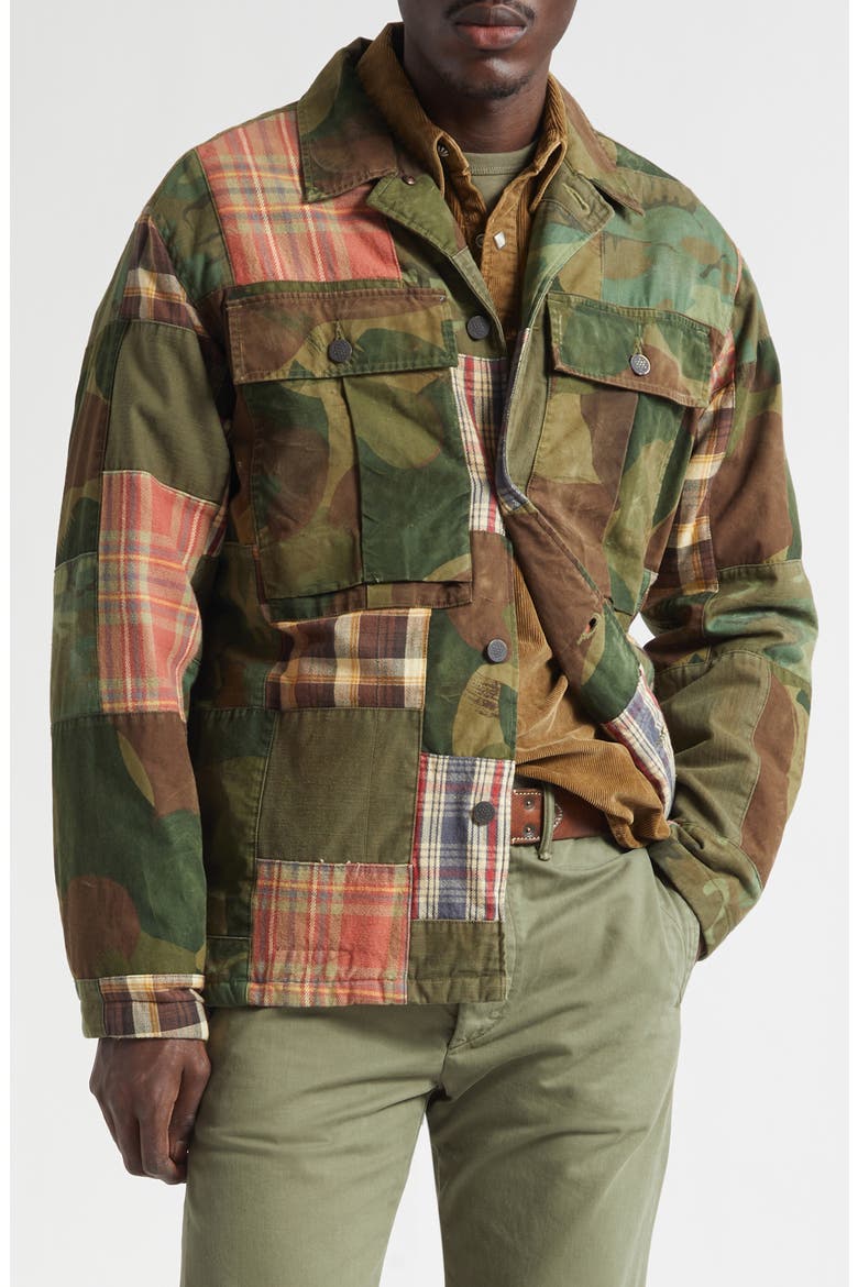 Padded Patchwork Overshirt (Limited Edition), Main, color, CAMO/ PLAID PATCHWORK