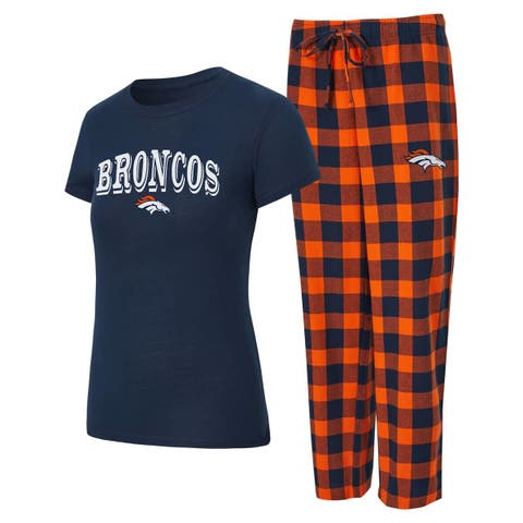 Women's Concepts Sport  Navy/Orange Denver Broncos Avondale T-Shirt & Pants Flannel PJ Set