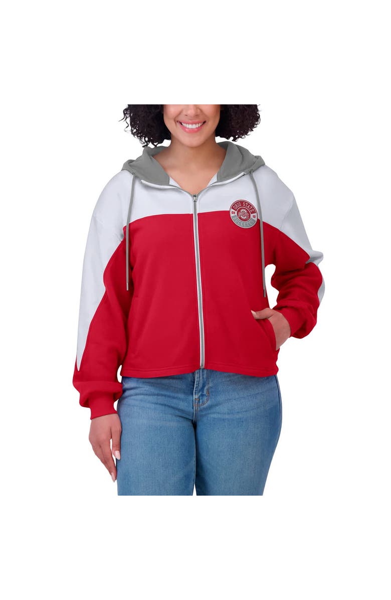 WEAR by Erin Andrews Women's WEAR by Erin Andrews Scarlet Ohio State Buckeyes Color-Block Full-Zip Hoodie, Alternate, color, 