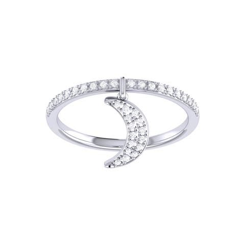 Moonlit Sterling Silver Diamond Charm Ring