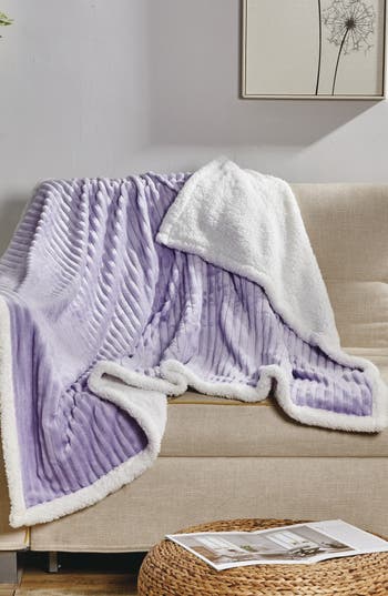 Luxury Home Corduroy Faux Shearling Throw Blanket