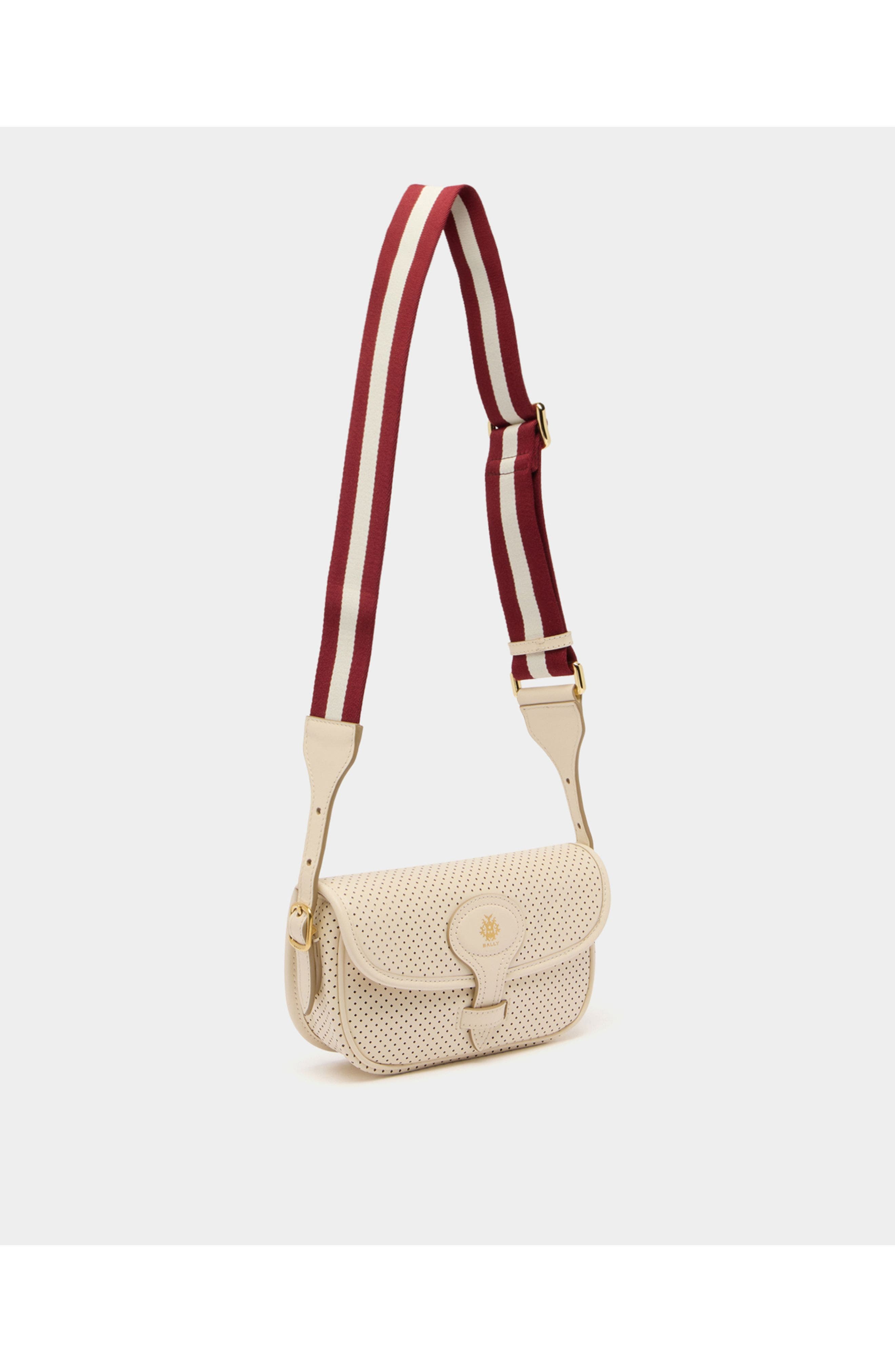 Bally Beckett Minibag in Perforated Leather, Alternate, color, White