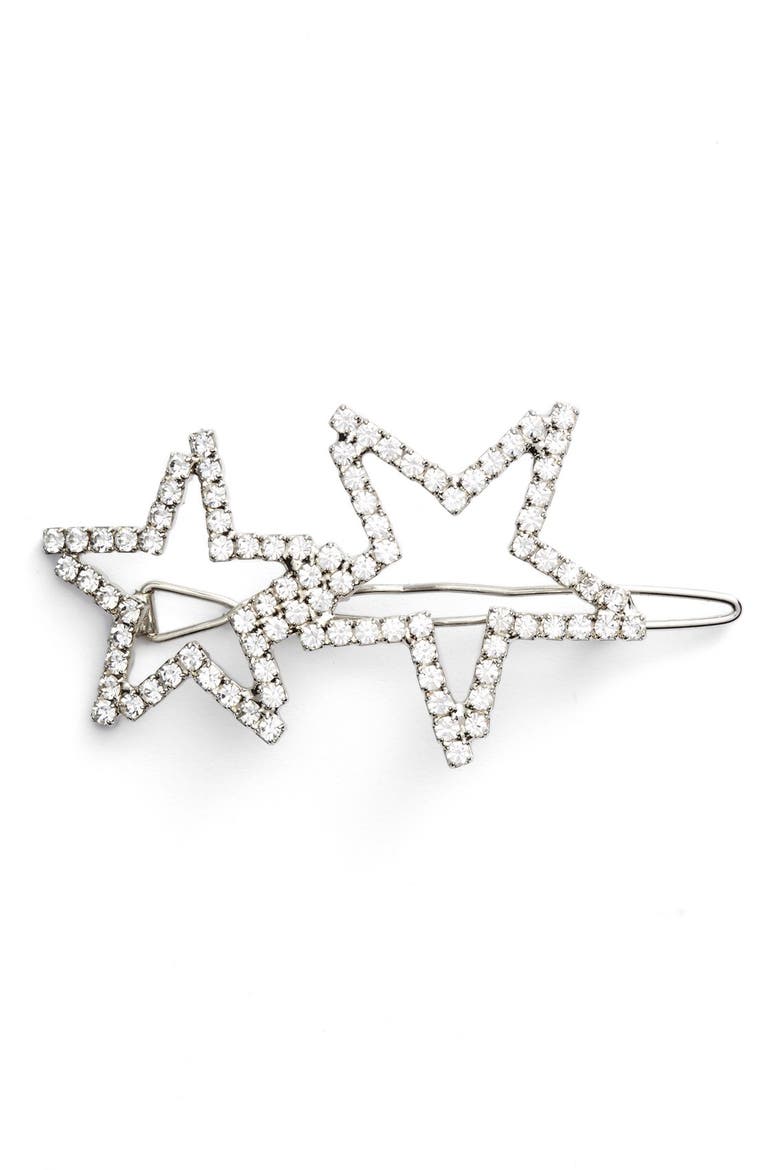 'Twinkle Little Stars' Crystal Barrette, Main, color, SILVER
