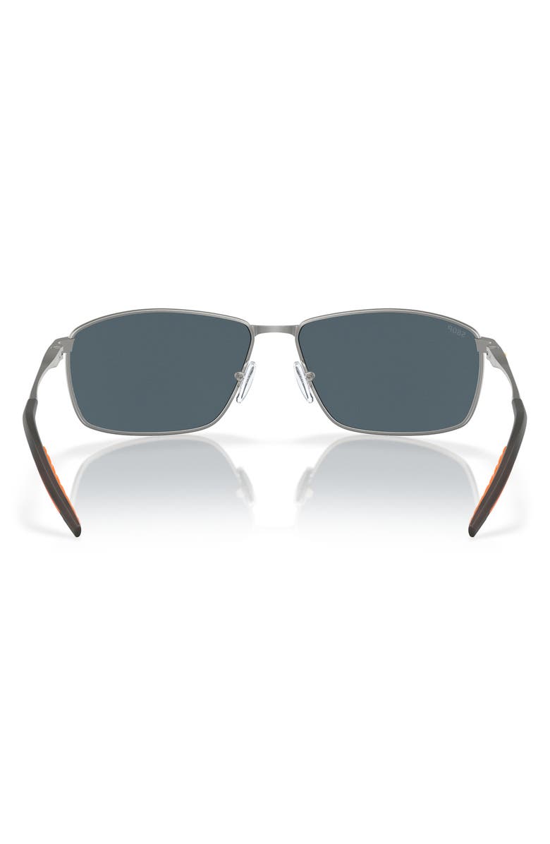 Costa Del Mar Turret 63mm Oversize Polarized Irregular Sunglasses, Alternate, color, Silver / Gray Silver 580P