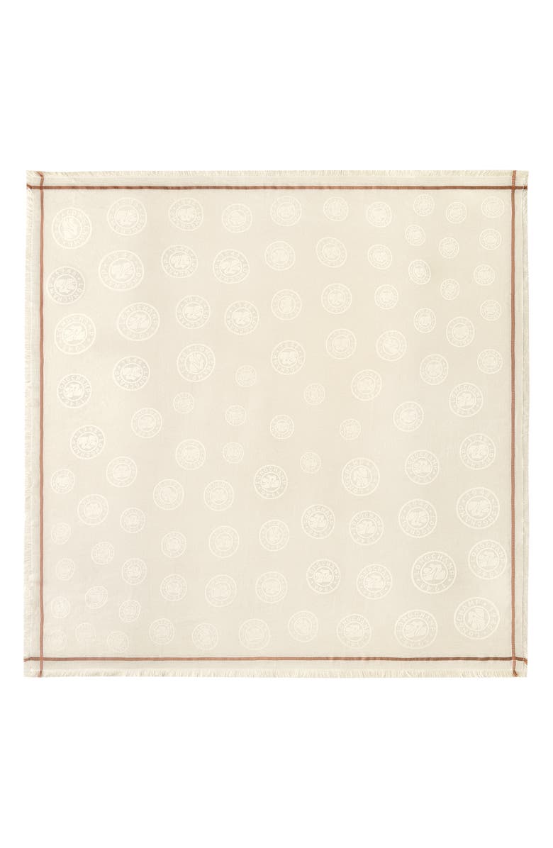 Longchamp Medallion Square Scarf, Main, color, Ivory