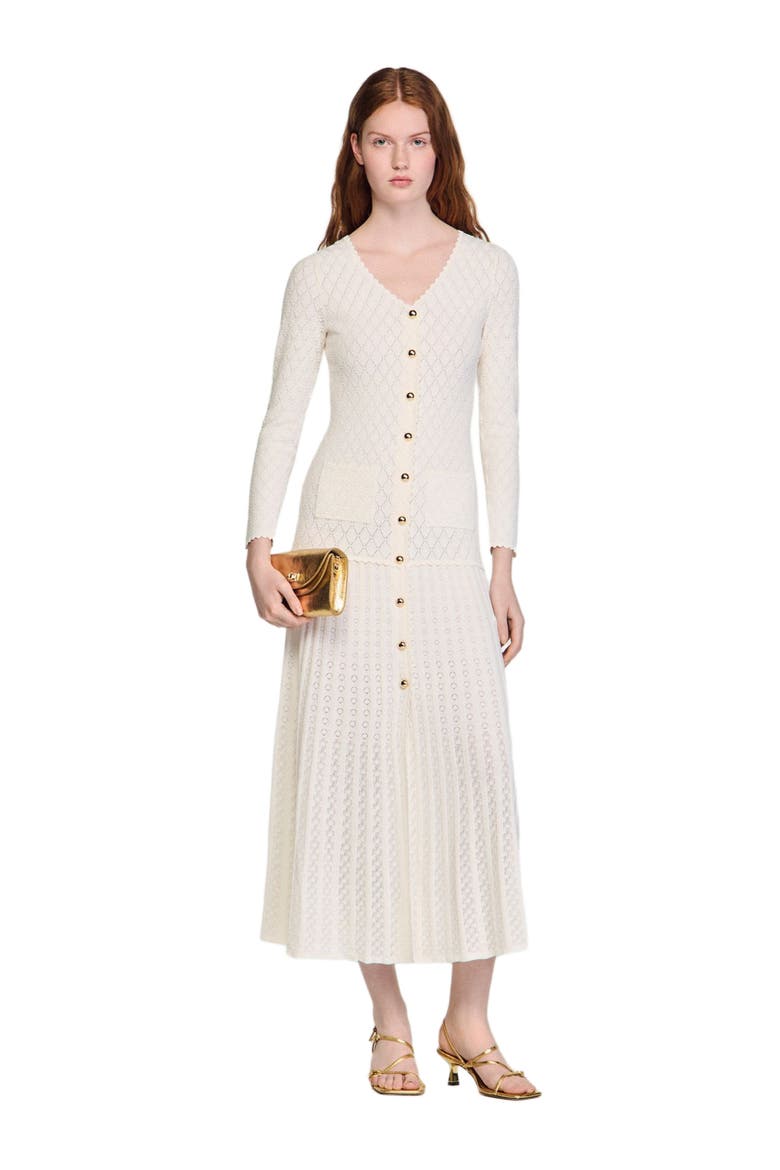 Fancy knit maxi dress, Alternate, color, Ecru
