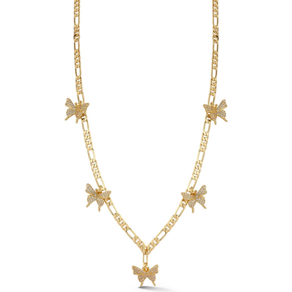Chloe & Madison Chloe And Madison Plated Cz Vintage Butterfly Necklace In Gold