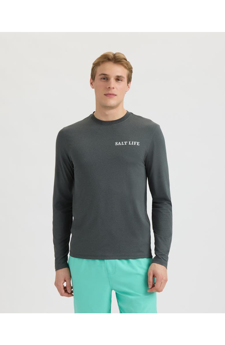 Salt Life Mahi Way Long Sleeve SLX Performance Tee, Main, color, Black Heather