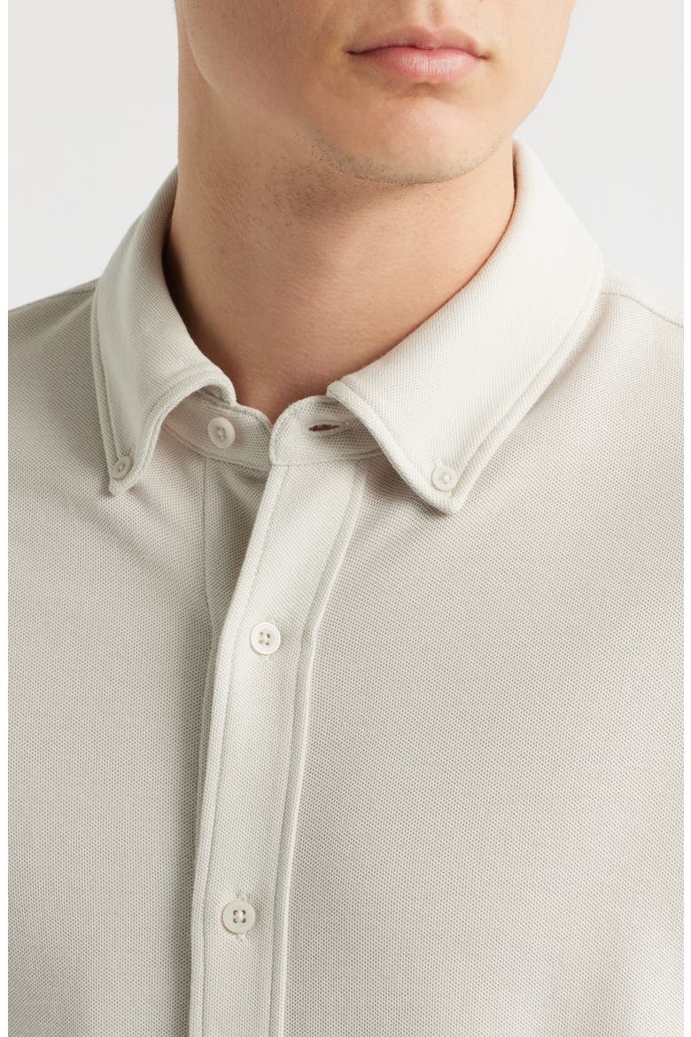 Solid Pima Cotton Piqué Button-Down Shirt, Alternate, color, GREY MOONBEAM