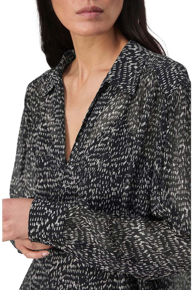 Emmy Abstract Print Silk Blend Button-Up Shirt, Alternate, color, BLACKMULT