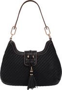 USPA ACCESSORIES Tassel Tab Woven Faux Leather Hobo