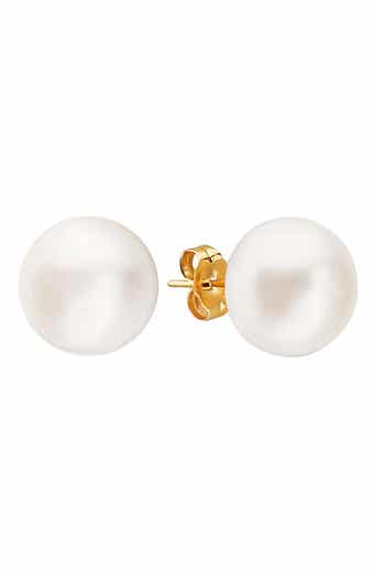 14K Yellow Gold 11mm Cultured Freshwater Pearl Stud Earrings
