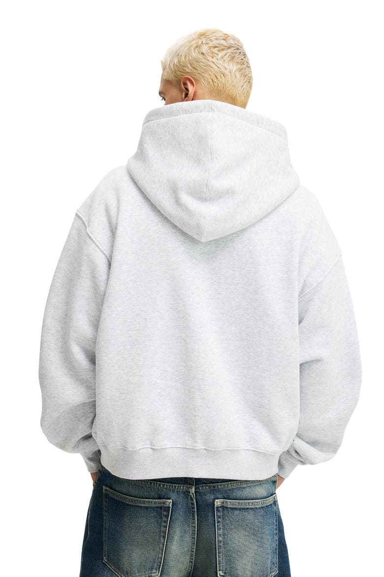 Men's Cropped Zip Up Hoodie, Alternate, color, Grey Marle