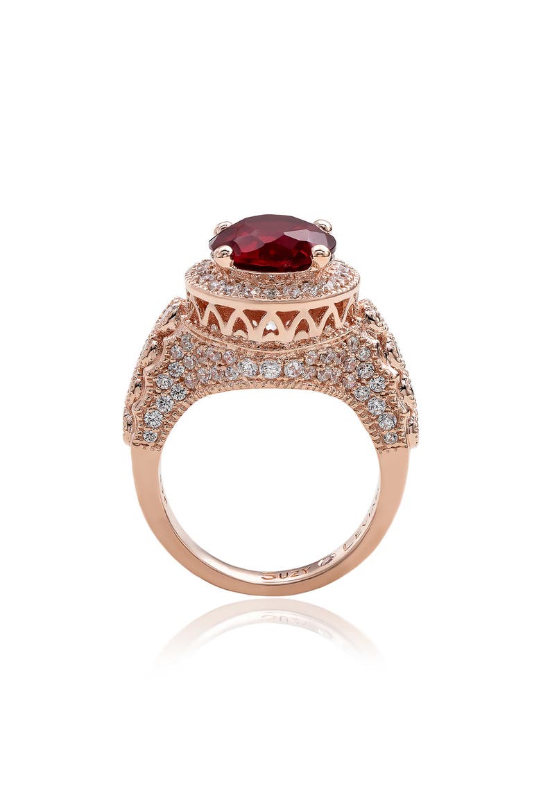 Cubic Zirconia Pavé Ring, Alternate, color, RED