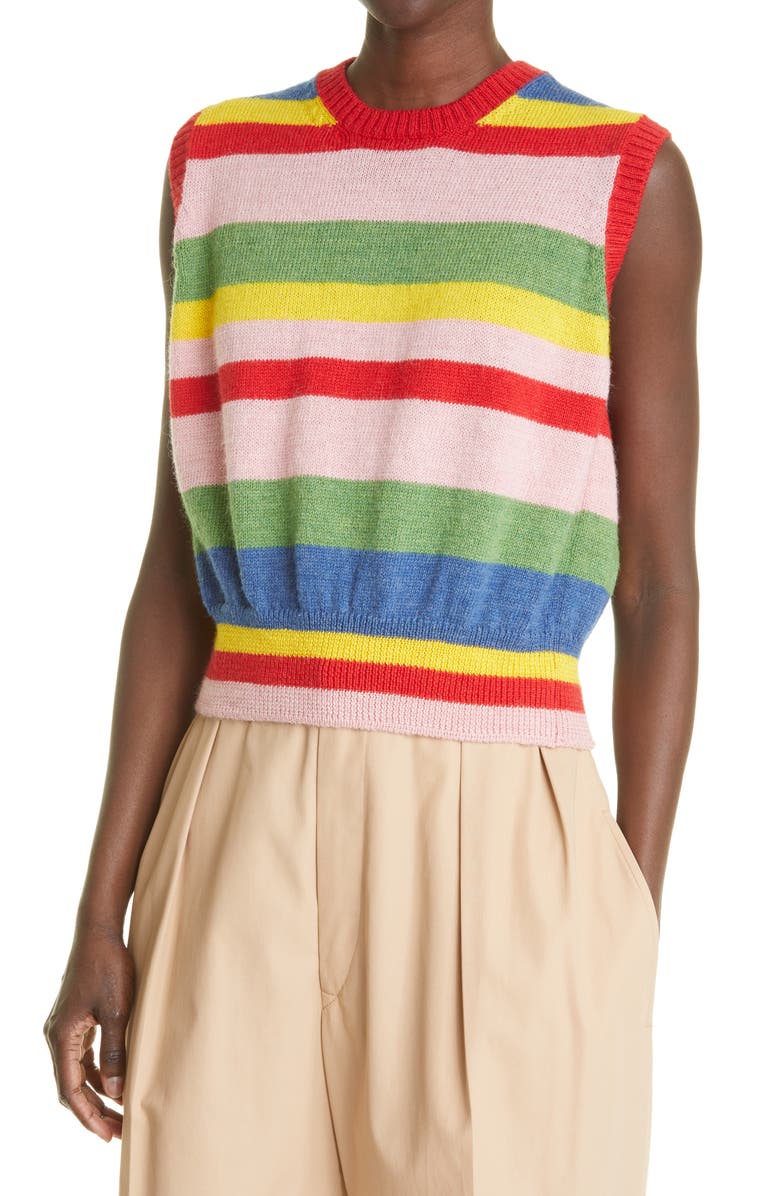 Molly Goddard Blair Stripe Lambswool Sweater Vest, Alternate, color,