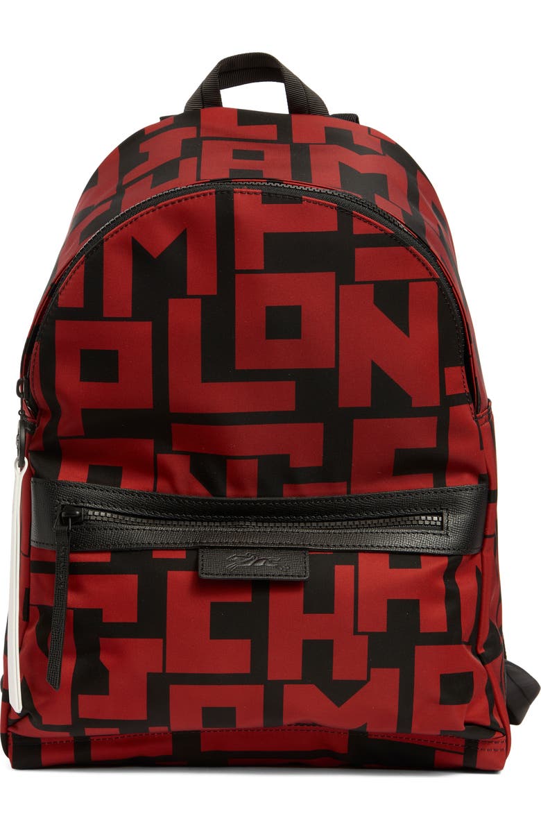 Longchamp Le Pliage Medium Backpack, Main, color, Black/ Brick