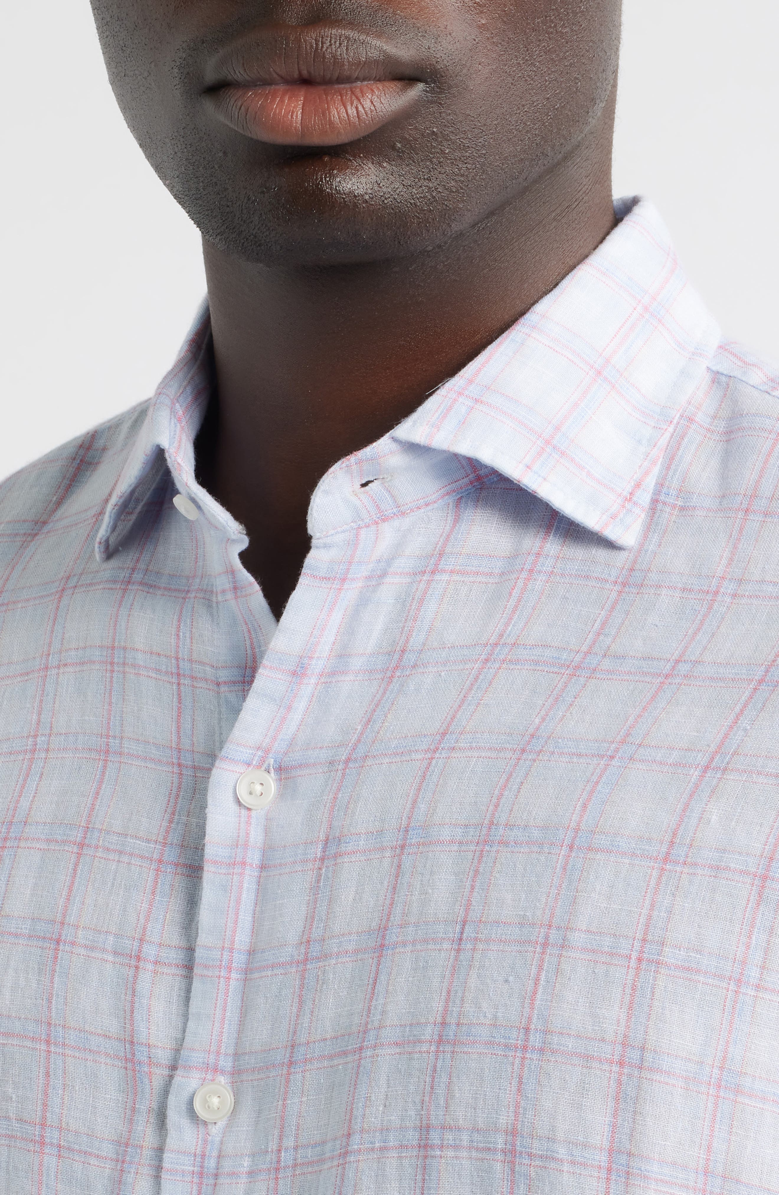 Frisbee Shadow Check Linen Button-Up Shirt - image 2