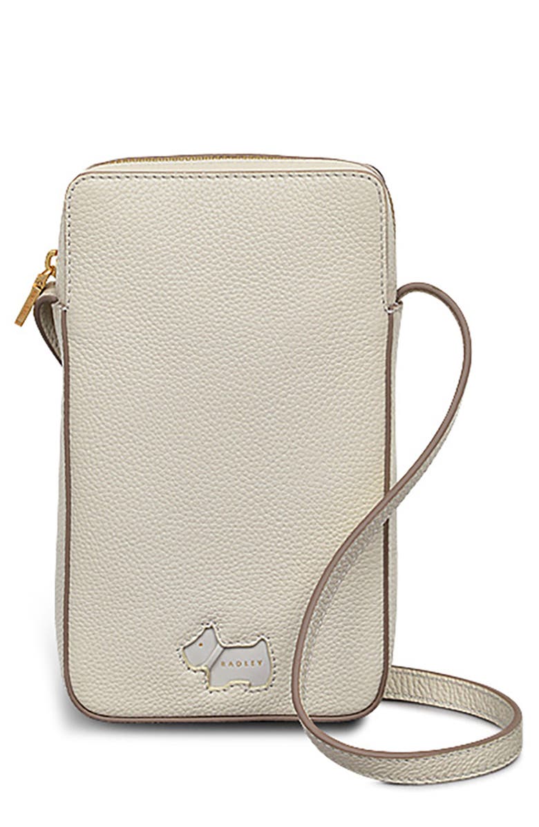Radley Medium Leather Phone Crossbody, Main, color, Chalk
