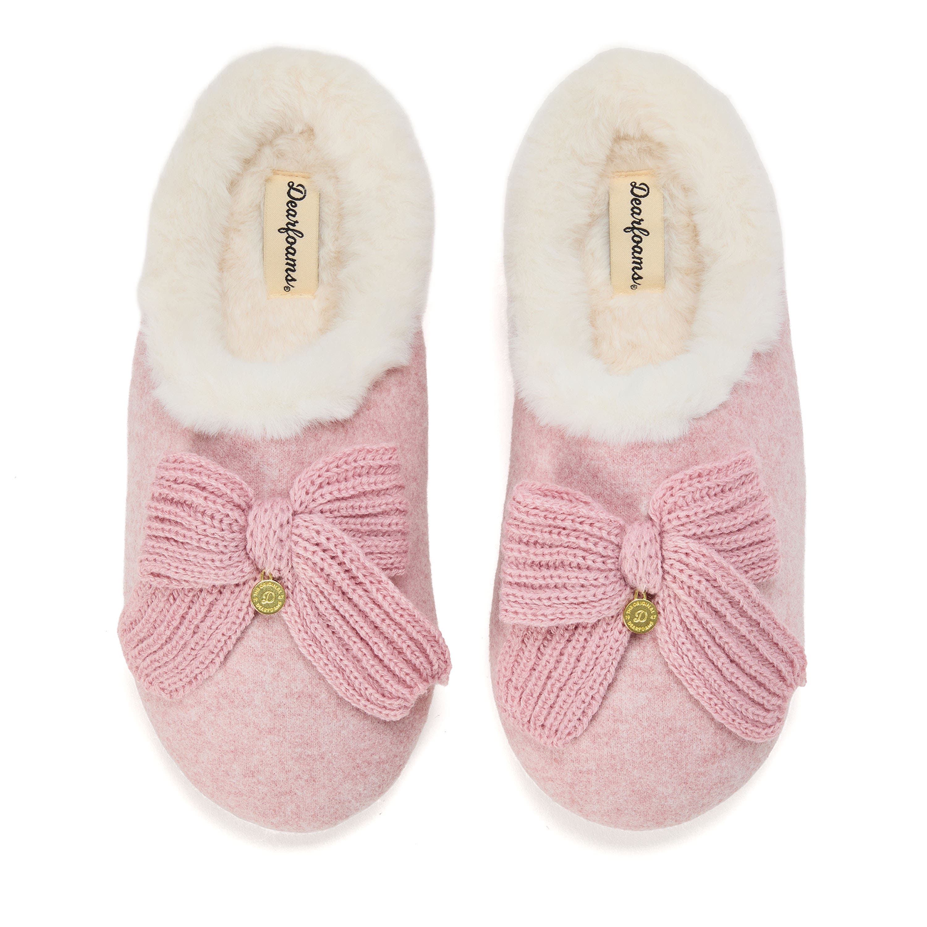 Josie Knit Clog Slipper with Bow, Alternate, color, PALE MAUVE