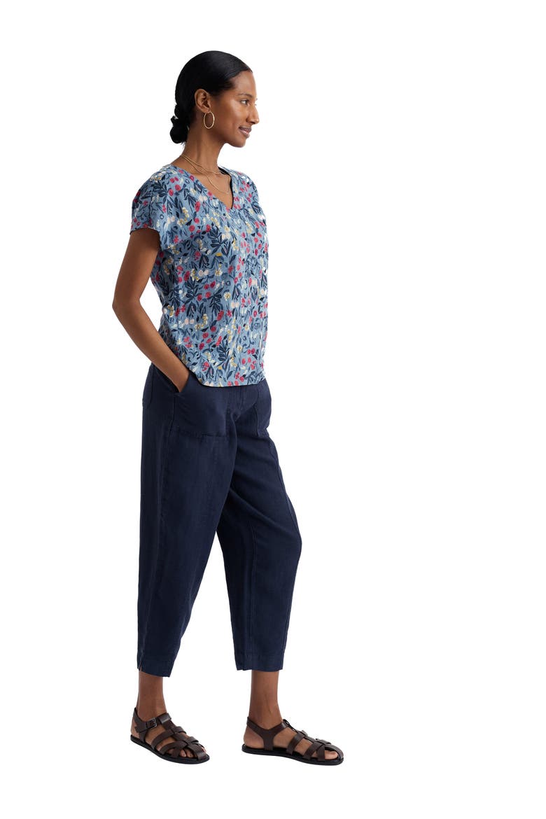 Studio Glass Organic Cotton Button-Up Top, Alternate, color, SPRING STEMS SEASCAPE MIX