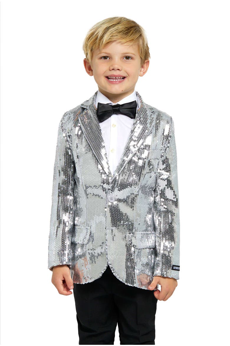 Kids' Sequin Blazer, Main, color, Silver