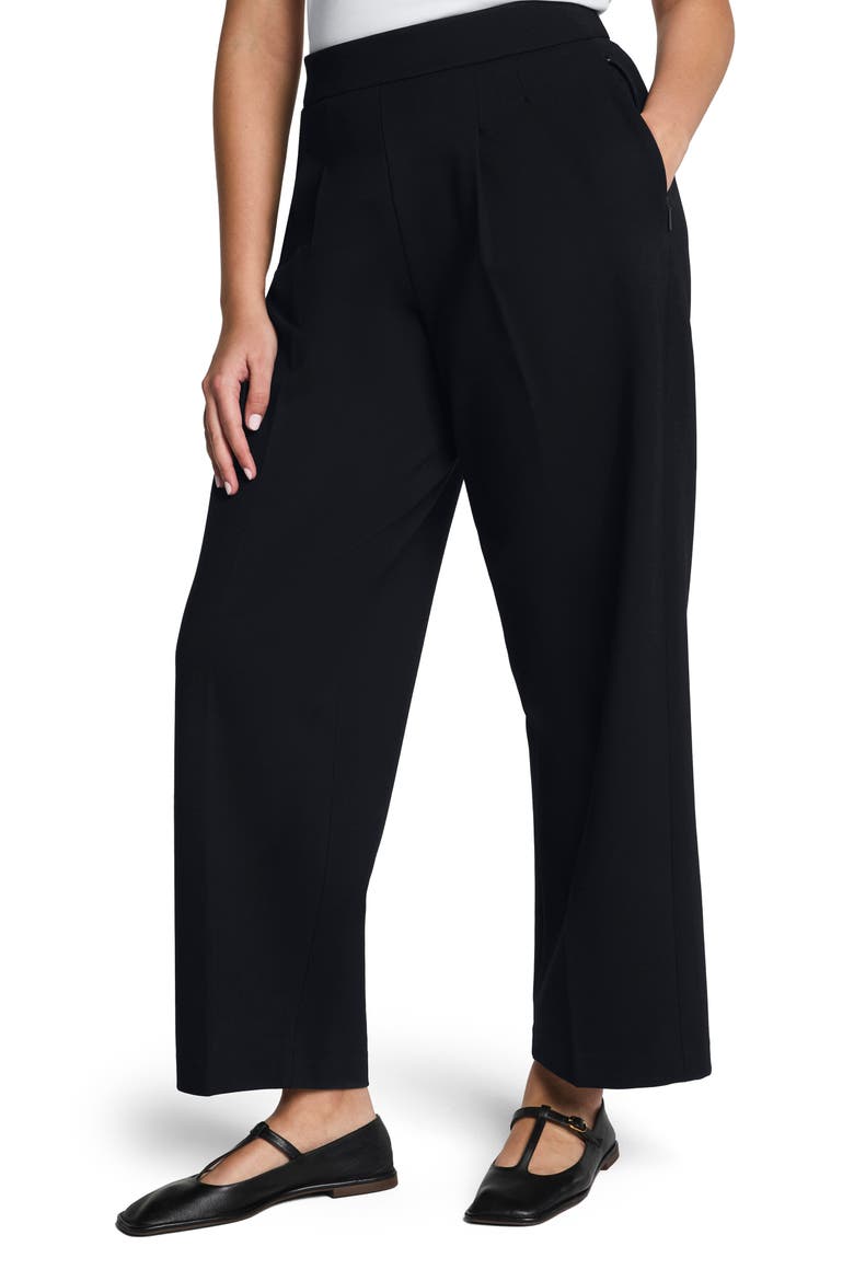 Ponte Pleat Tapered Pants, Alternate, color, CLASSIC BLACK
