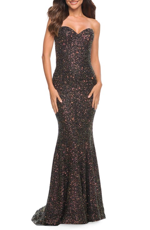 Strapless Sequin Gown
