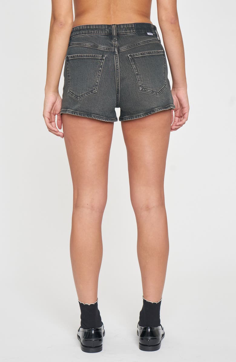 DAZE Troublemaker High Waist Distressed Denin Shorts, Alternate, color, Twilight