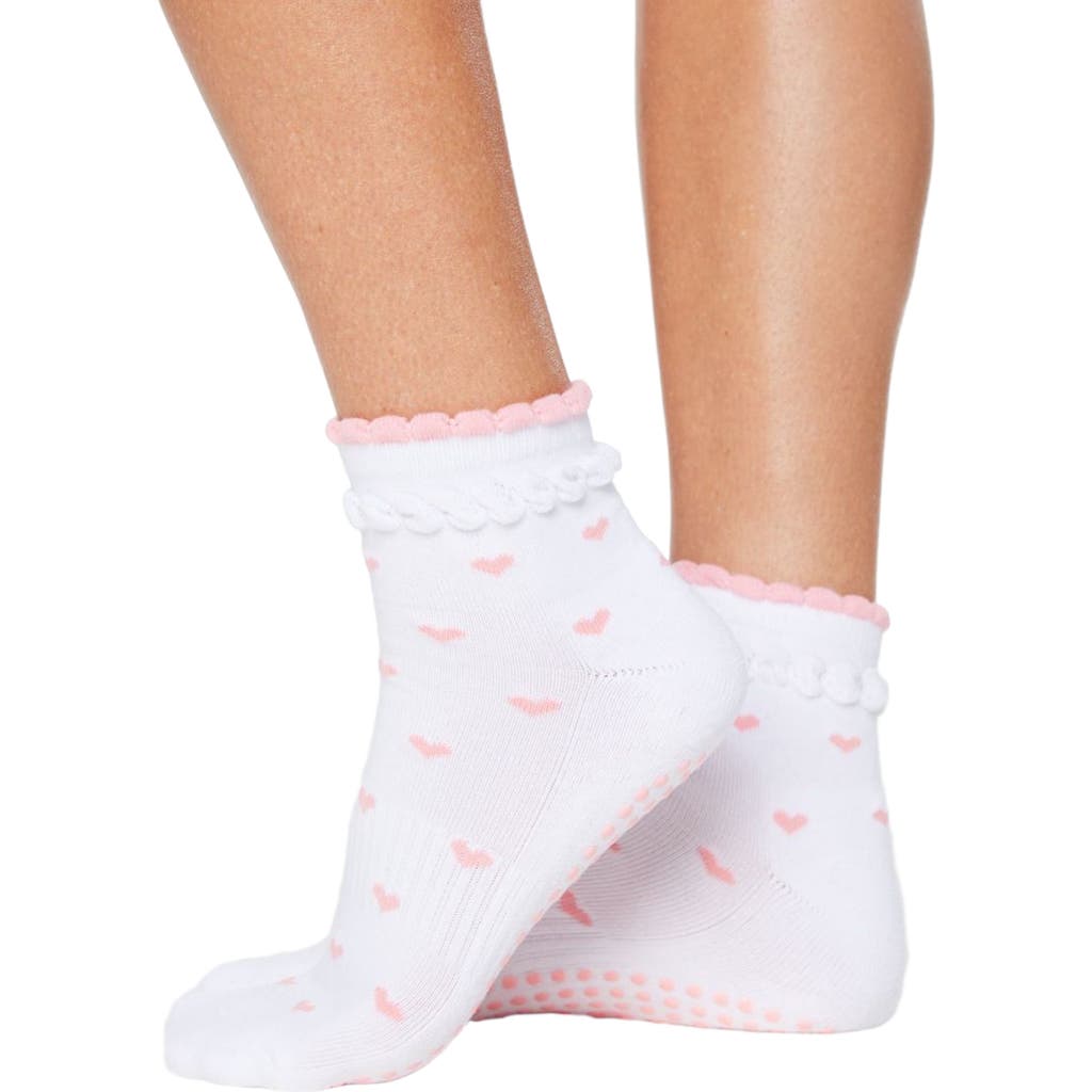 Souls. Ruffle Hearts Ankle Grip Socks in White  product