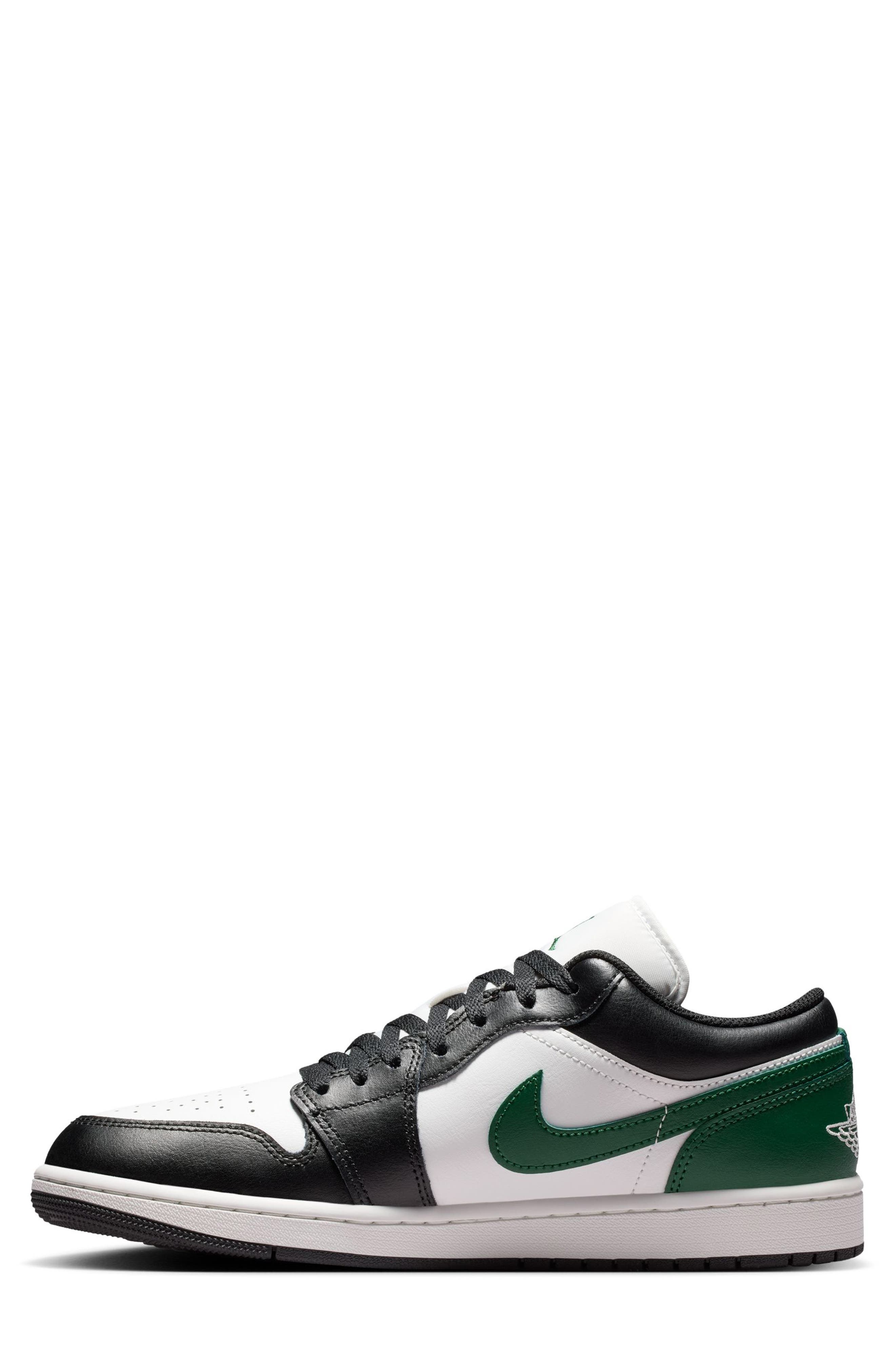 Air Jordan 1 Low Basketball Sneaker, Alternate, color, BLACK/ GRG GREEN/ SMMT WHITE