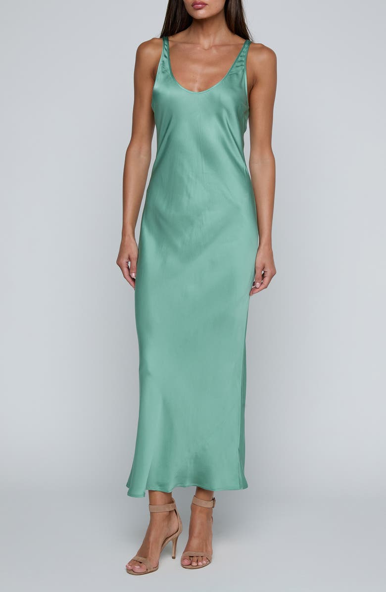 L'AGENCE Akiya Satin Tank Maxi Dress, Main, color, Malachite Green