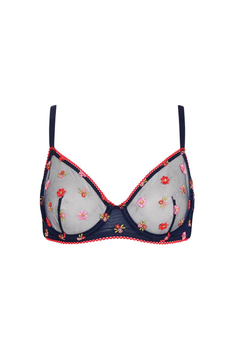 Bisou Lace Underwire Bra, Main, color, Navy
