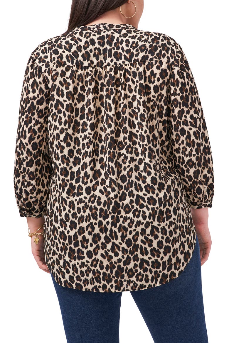 Leopard Print V-Neck Top, Alternate, color, RICH BLACK