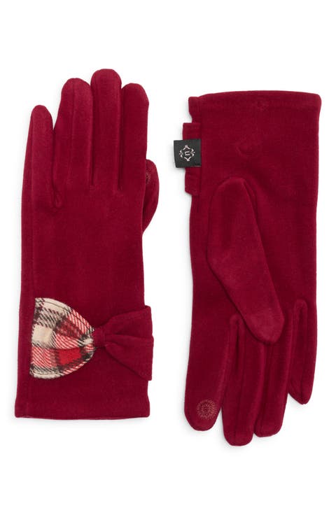 Plaid Bow Detail Gloves
