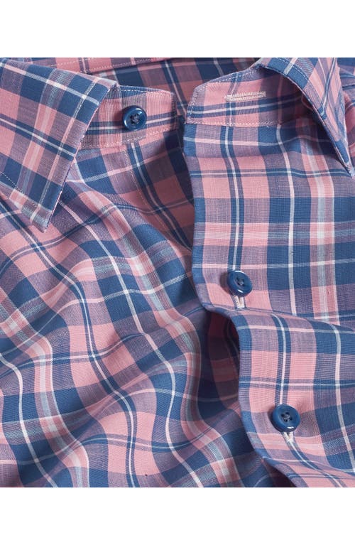 David Donahue Plaid Pima Cotton Dobby Sport Shirt In Pink