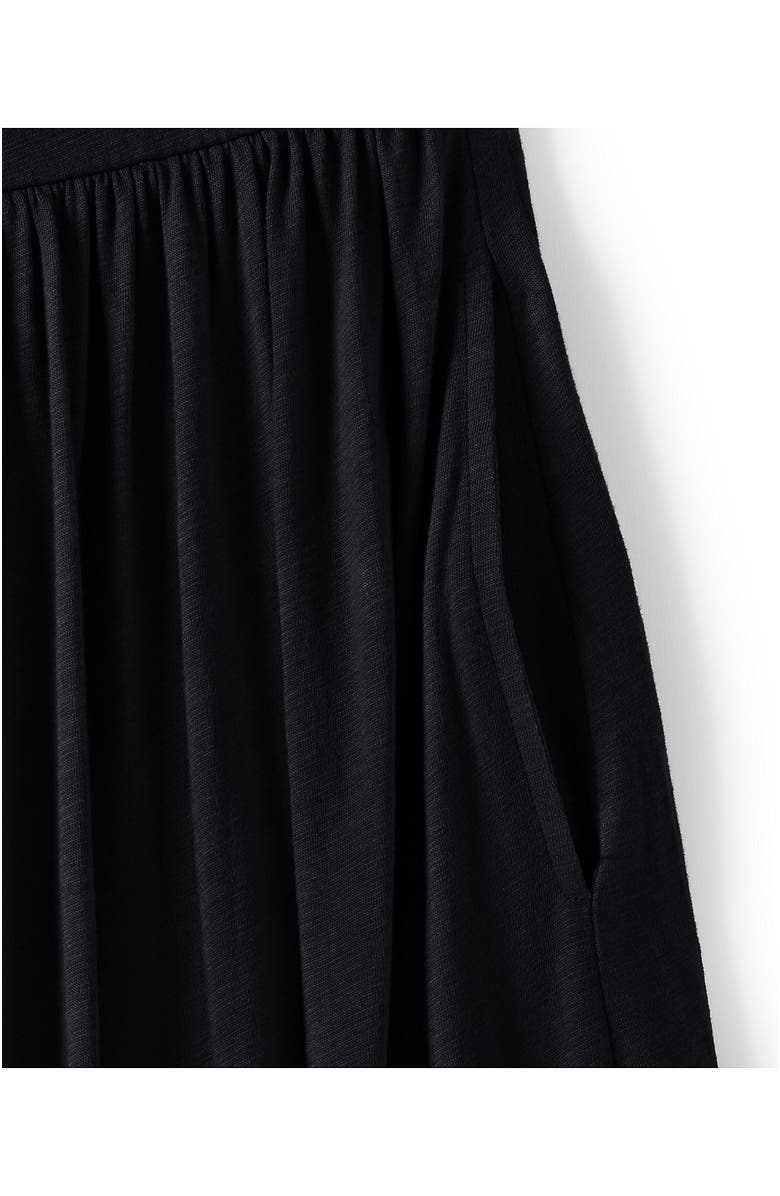 Lands' End Slub Cap Sleeve Shirred Skirt Midi Dress, Alternate, color, Black