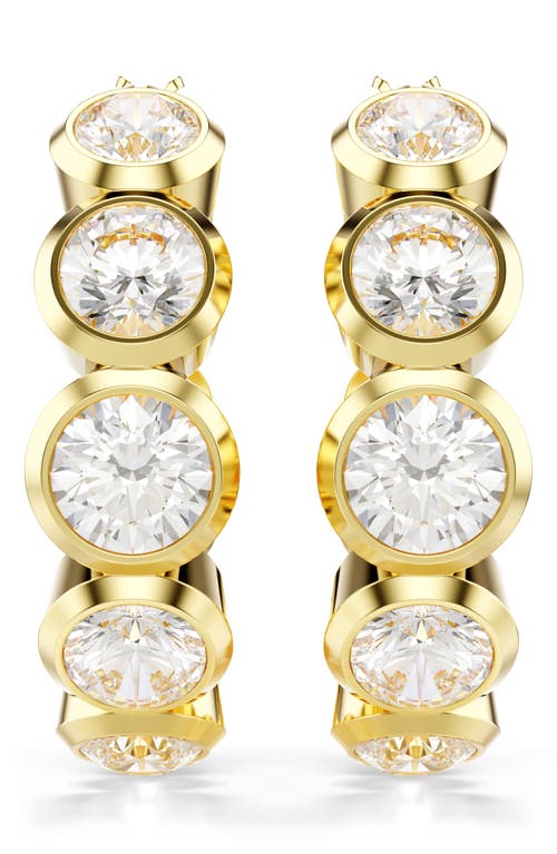 Swarovski Imber Crystal Bezel Small Hoop Earrings In White/gold