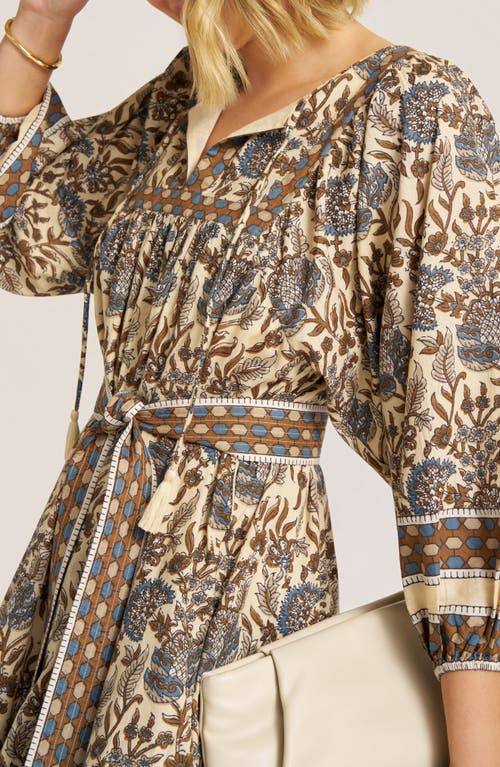 Matty M . Cassia Mixed Print Cotton Dress In Gray