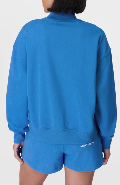 Sweaty Betty Womens Revive Half-zip Cropped Stretch-jersey Sweatshirt Tidal Blue In Tidal Blue