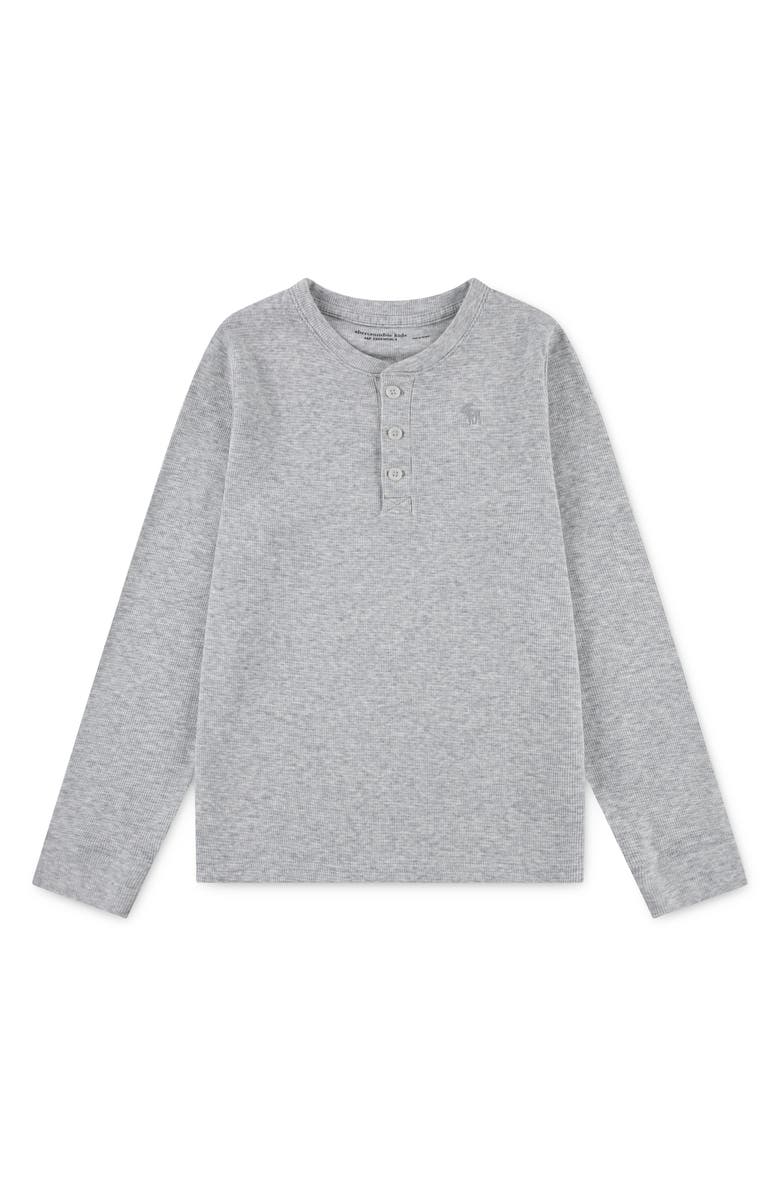 abercrombie kids Kids' Waffle Henley, Main, color, Anf Light Grey Heather