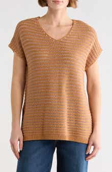 WISHLIST Open Knit Dolman Sleeve Split Seam Sweater