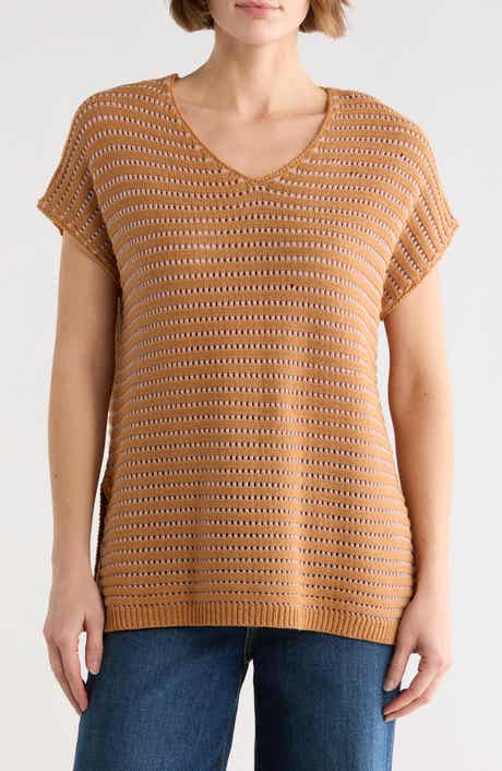 WISHLIST Open Knit Dolman Sleeve Split Seam Sweater