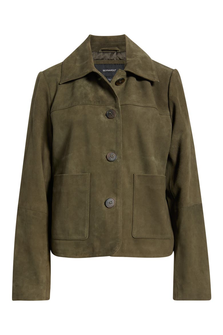 Suede Crop Jacket, Alternate, color, OLIVE