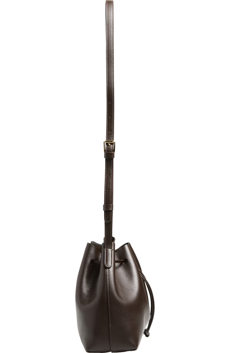 Mansur Gavriel Leather Drawstring Bucket Bag, Alternate, color, Ebony