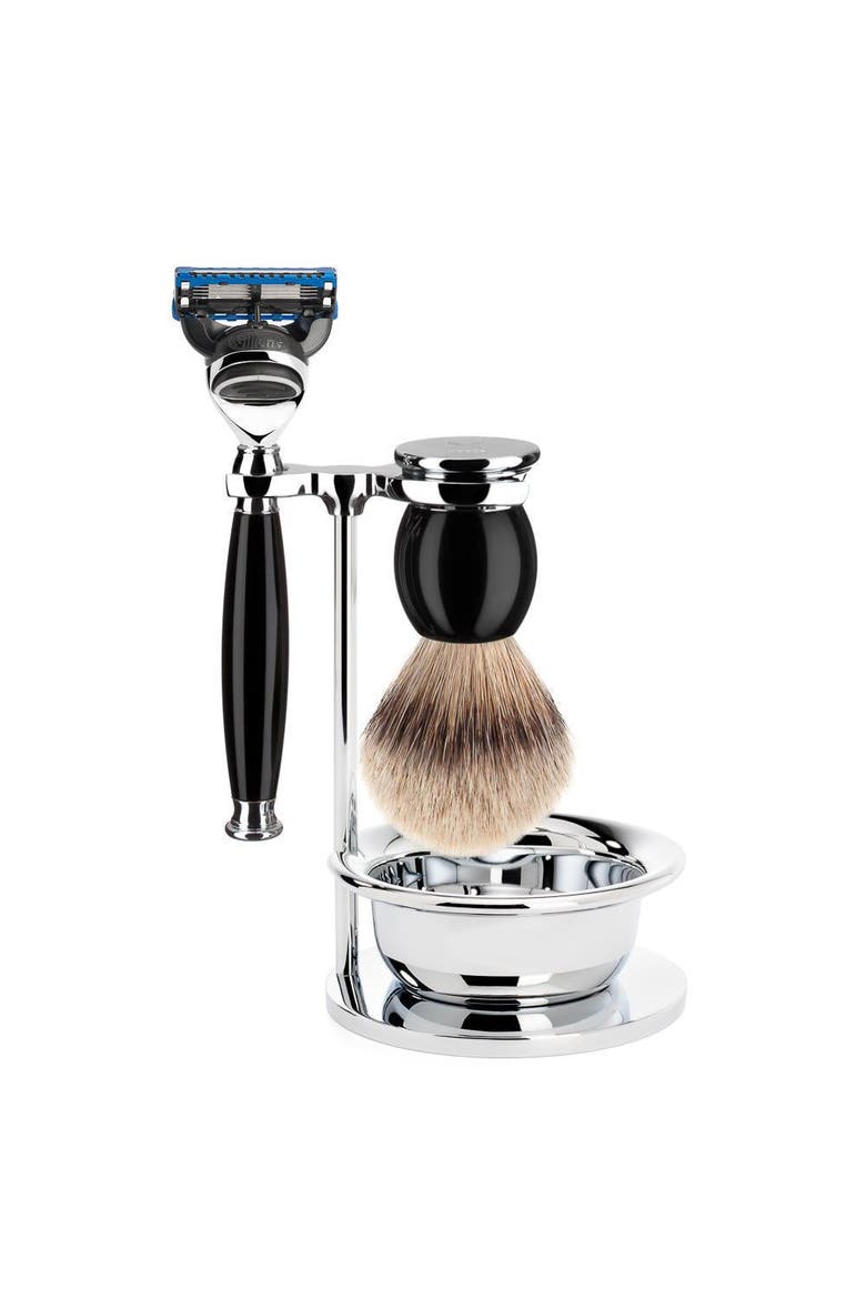 Sophist Black 4-Piece Silvertip Badger & Fusion Razor Shaving Set, Main, color, Black