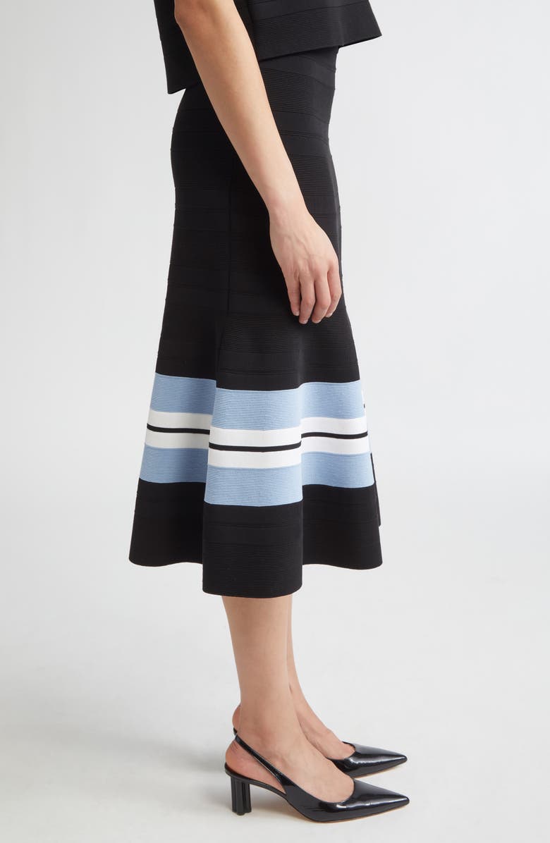 Carolina Herrera Stripe Knit Trumpet Skirt, Alternate, color, Black Multi