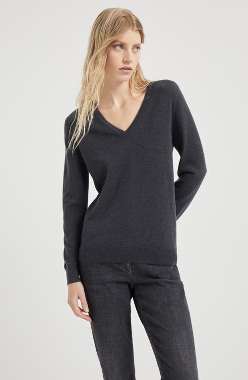 Brunello Cucinelli Cashmere Sweater In Lignite Grey