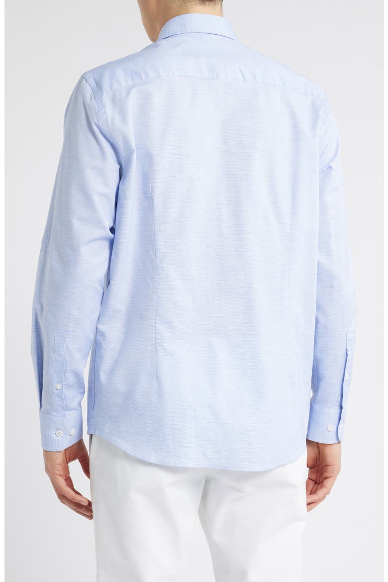 Danforth Stretch Cotton & Linen Blend Dress Shirt, Alternate, color, BLUE